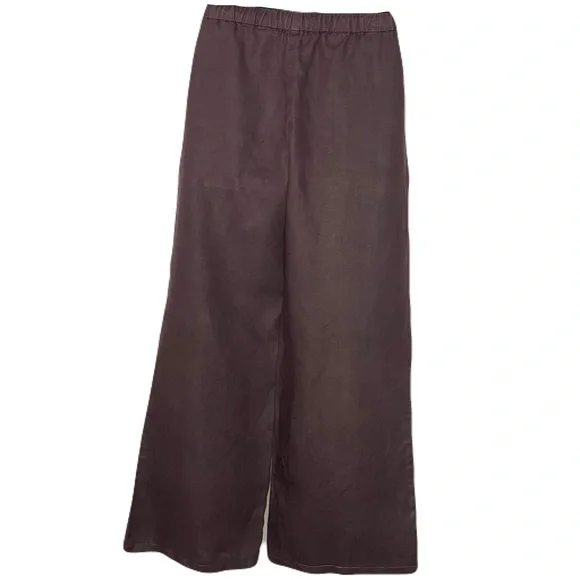Kate Hill Chocolate Draw String Ankle Length Linen Pants - Picture 2 of 9